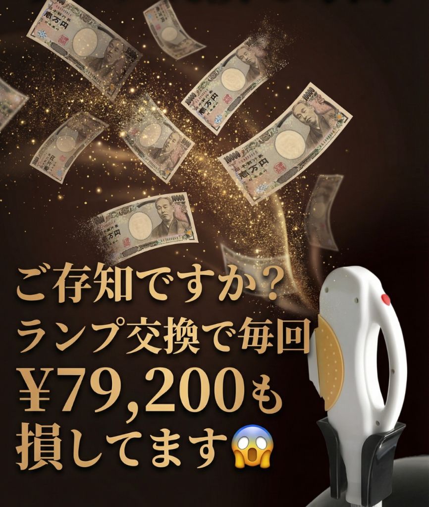 ご存知ですか？ランプ交換で毎回¥79,200も損してます😱 - 飛び散る1万円札とランプヘッド